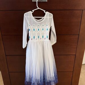 Trish Scully Princess Elsa White and Blue Long Sleeve Dress. Girls size 5.